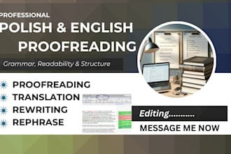 professionally edit, proof read and translate polish text, manuscript novel book