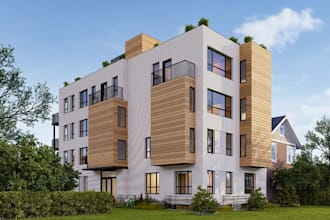 restructure residential building exterior, revit interior, front elevation,v ray