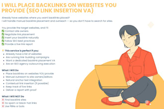 become your backlink placement virtual assistant for SEO