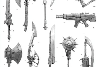 any medieval fantasy weapons, armors and items art