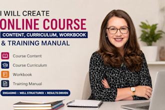 create online course content, course curriculum, workbook and training manual