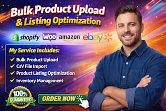 ecommerce ebay shopify amazon product listing  bulk product upload via csv file