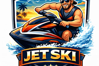 design high quality jet ski mascot logo with t shirt design