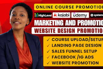 promote your online course on ghl, kajabi website, thinkific, teachable, podia