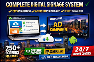 develop digital signage solution with android player, cms, remote screen