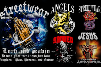 create  custom, streetwear t shirt, design and graphic tshirt