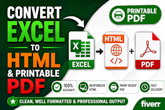 convert excel calculator to HTML form and printable PDF