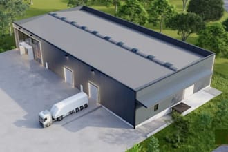 do photorealistic 3d commercial building, factory and warehouse design