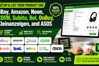 setup list product on onbuy noon ebay amazon cdon subito bol asos kleinanzeigen