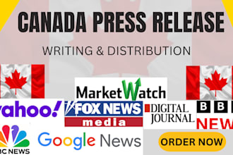 write and distribute press release to top premium top tier canada media outlets