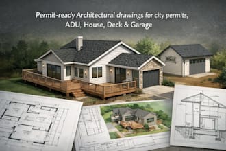 create permit ready drawings for city permits, adu, house, deck and garage