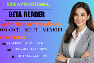 provide beta reading, alpha reading and manuscript