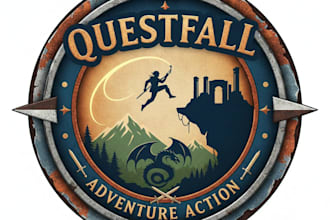 design an epic adventure action gaming logo