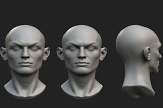 sculpt realistic 3d head, bust up model, 3d face likeness, head  sculpt printing