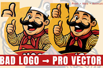 redraw your logo into clean vector and animation ready
