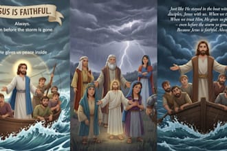 illustrate godly characters for christian children storybooks, biblical charater