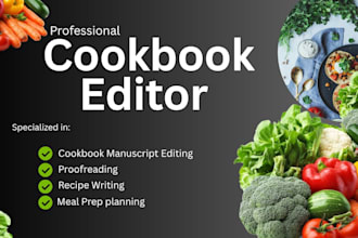 edit and proofread cookbook manuscript, vegan recipe ebook, meal planner edit