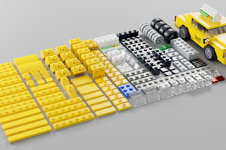 design lego car, bike, house design moc, 3d lego model bricklink XML part models
