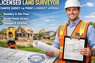 prepare a licensed land surveyor stamped survey for permit and property approval
