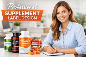 design professional dietary supplement, vitamin, and gummy label packaging