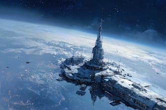 high quality space art and futuristic space scenes