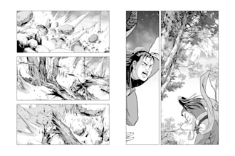 create colossal comic illustrations in manhwa and manga style