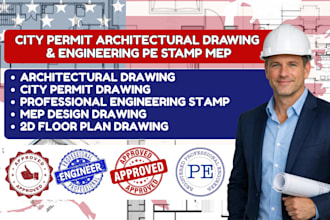 do architectural city permit drawing engineering  floor plan mep