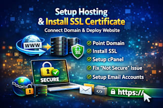 connect domain, setup hosting and install SSL certificate