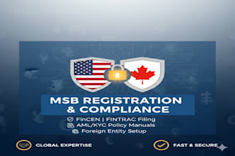 register US msb, fincen, fintrac, fca or emi license with full aml compliance