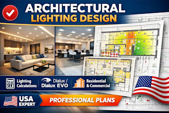 provide architectural lighting design with calculations detailed layouts