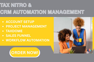 setup tax nitro canopy CRM tax software workflow automation account setup