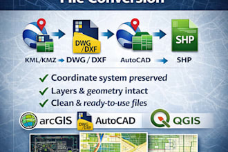 convert dwg, dxf, kml, kmz to shapefile using arcgis or qgis