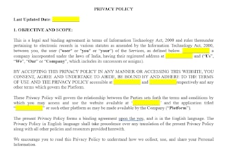 create a privacy policy for your website