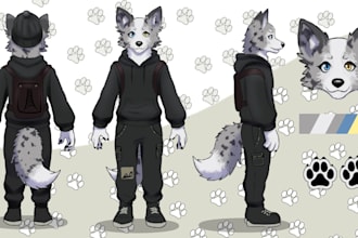 draw furry ref sheet illustration character design fursona anthro feral vtuber