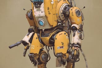 design sci fi mecha and robot concept art
