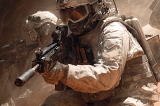 create realistic military, war, or sci fi illustrations