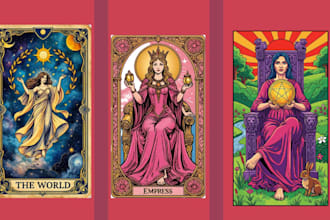 illustrate tarot card design oracle card in zodiac vintage art nouveau style