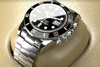 create realistic 3d watch animation, 3d watch design and product visualization