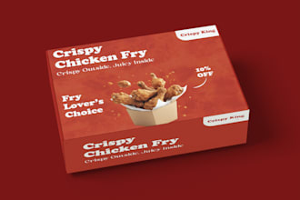 do crispy chicken fry box label design for your brand