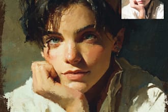 make artistic oil painting on oil canvas
