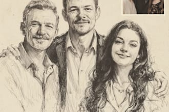 paint a family or couple portrait, hand drawn, noai