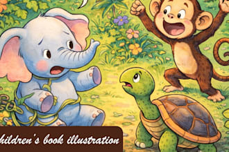 create kids book illustration for children story picture book design child book