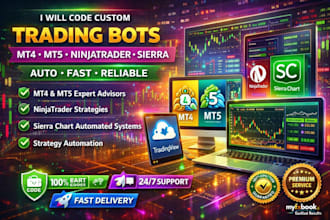 code custom trading bot, mt4 mt5 expert advisor, ninjatrader 8 and sierra chart