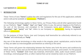 create terms and conditions for your platform