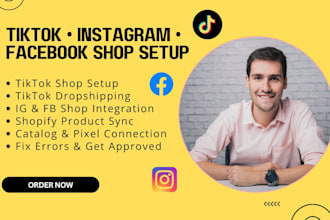 setup tik tok shop facebook instagram shop shopify marketing tiktok dropshipping