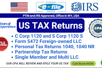 do US tax filling US tax returns llc tax business tax 1120 5472 1040 cpa