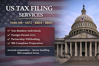 file accurate US tax return, 1040nr, 8804, 8805, and llc irs filings