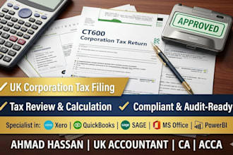 file accurate UK company accounts,UK vat returns,corporation tax ct600 with hmrc