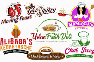 design food and restaurant logo packaging with full branding