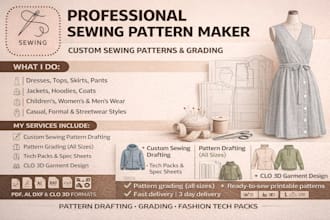 create sewing pattern pdf, made to measure, pattern drafting from sketch, photos